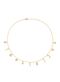 Gold Crystal Charm Necklace 