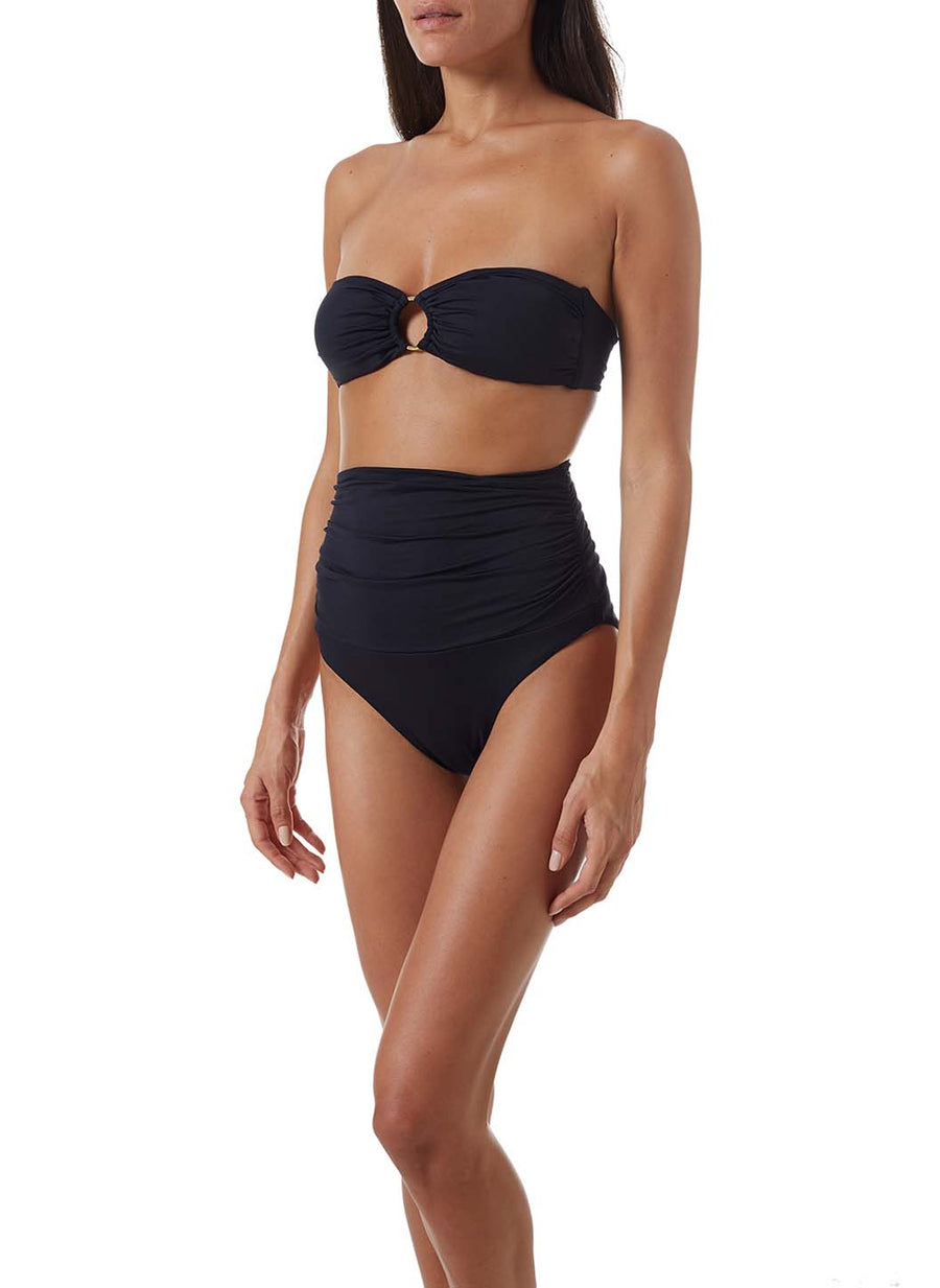 Melissa Odabash Lyon Black High Waisted Bikini Bottom - 2024 Collection 