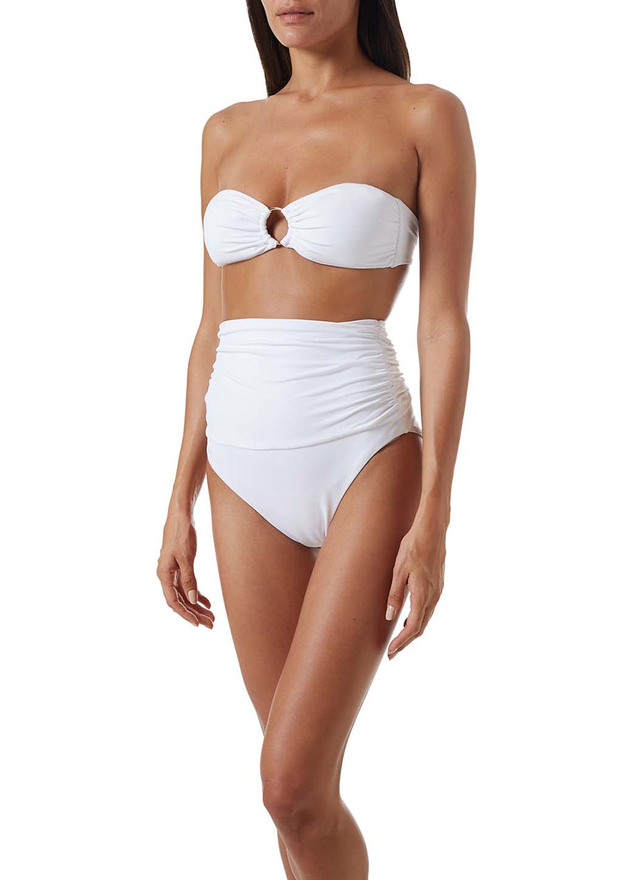 Melissa Odabash Lyon White High Waisted Bikini Bottom - 2024 Collection 