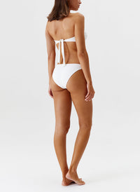 Melissa Odabash Brisbane Ivory Ribbed Tortoise Shell Ring Bandeau Bikini Top - 2024 Collection