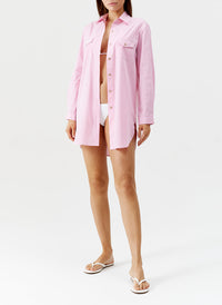 francesca pink stripe shirt model 2024 F
