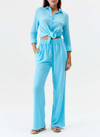 Melissa Odabash Krissy Turquoise Straight Leg Trousers - 2024 Collection