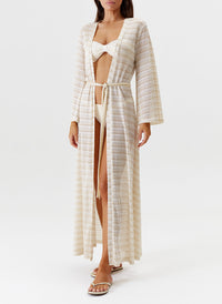 Melissa Odabash Melissa Gold Crochet Long Beach Jacket - 2024 Collection