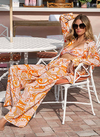 Melissa Odabash Olivia Orange Mirage Wide Leg Trousers - 2024 Collection