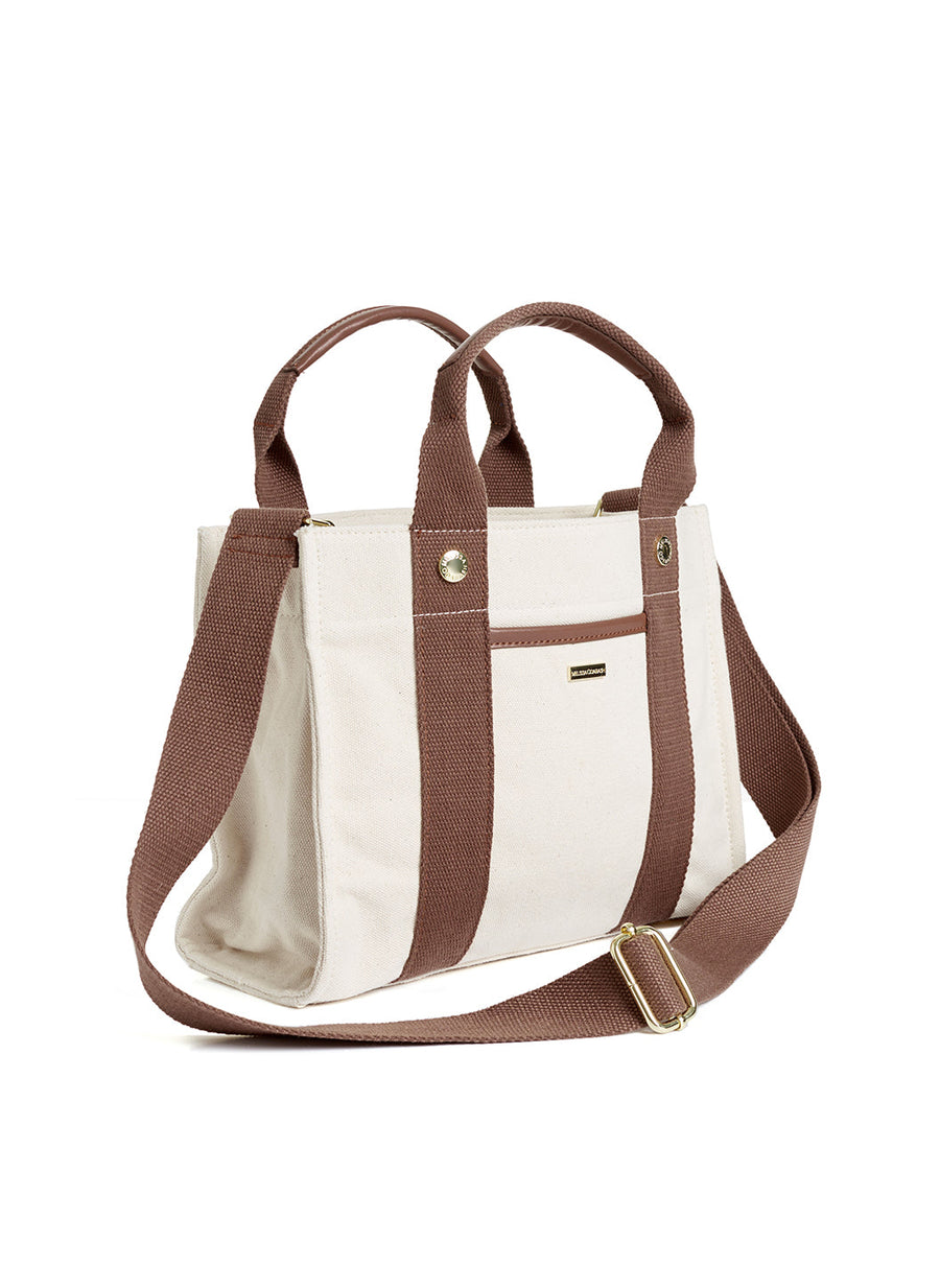 Melissa Odabash Rhodes Beige/Brown Contrast Mini Tote - 2024 Collection
