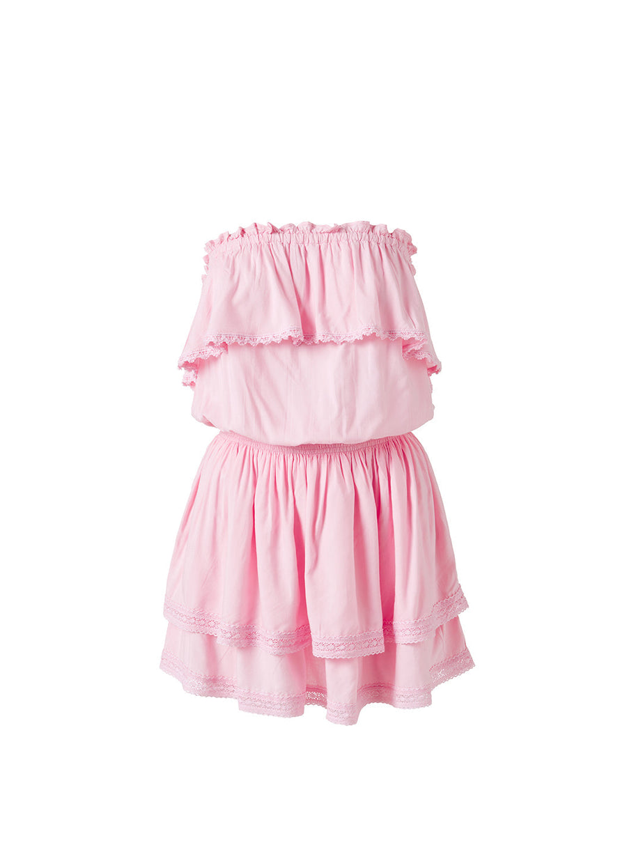 Melissa Odabash Salma Rose Tiered Skirt Bandeau Short Dress - 2024 Collection