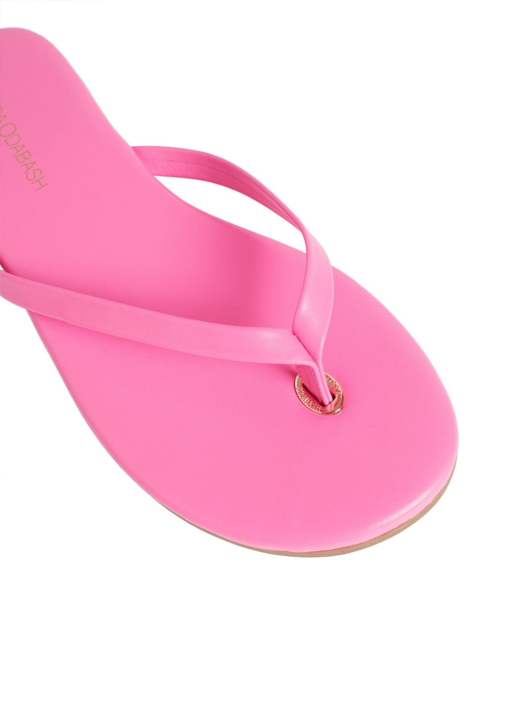 Pink leather online flip flops
