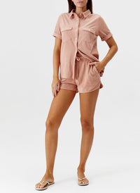 Melissa Odabash Tori Tan Terry Short Sleeve Shirt - 2024 Collection