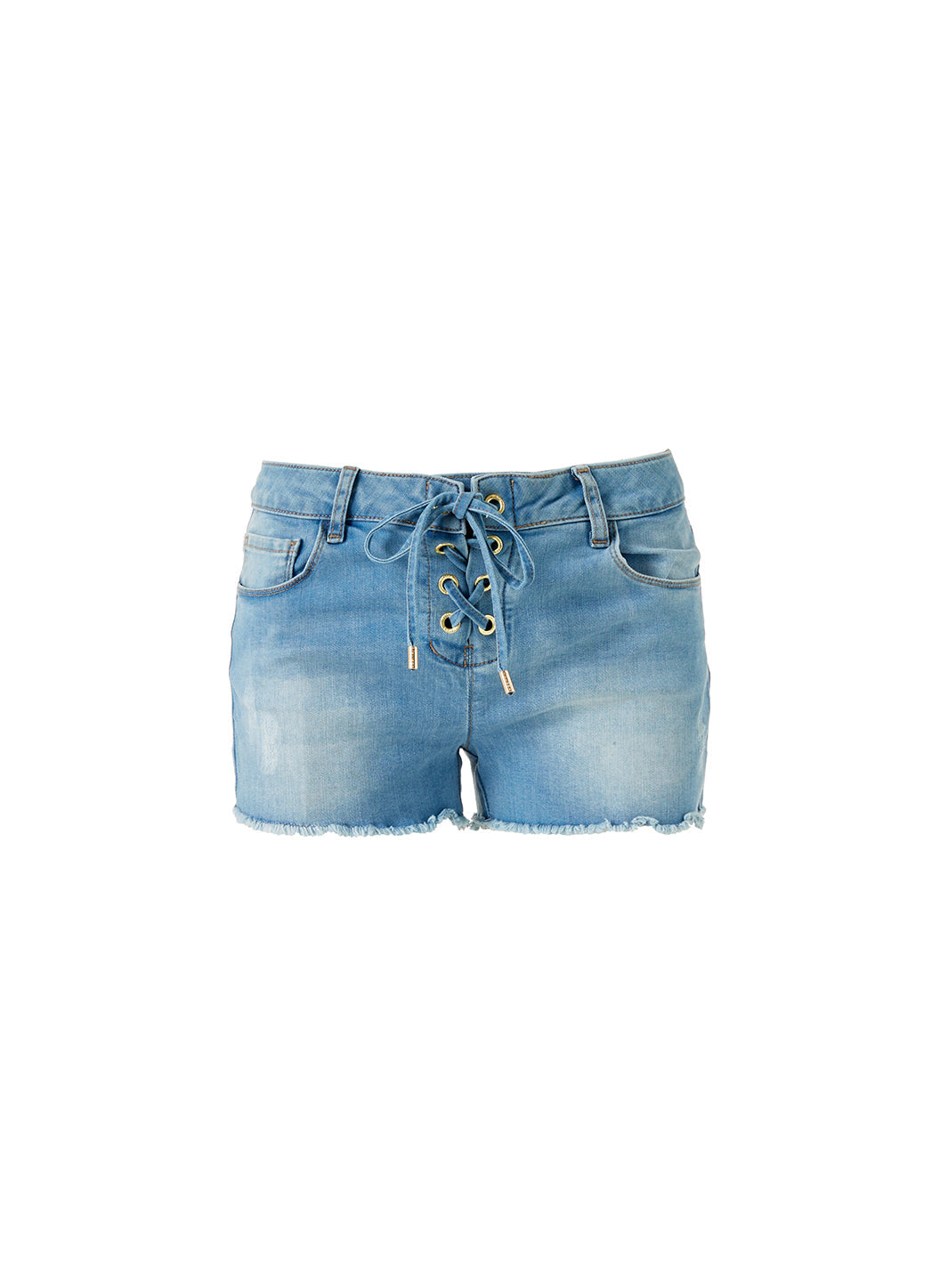 Melissa Odabash Alexi Blue Denim Lace Up Shorts Official Website