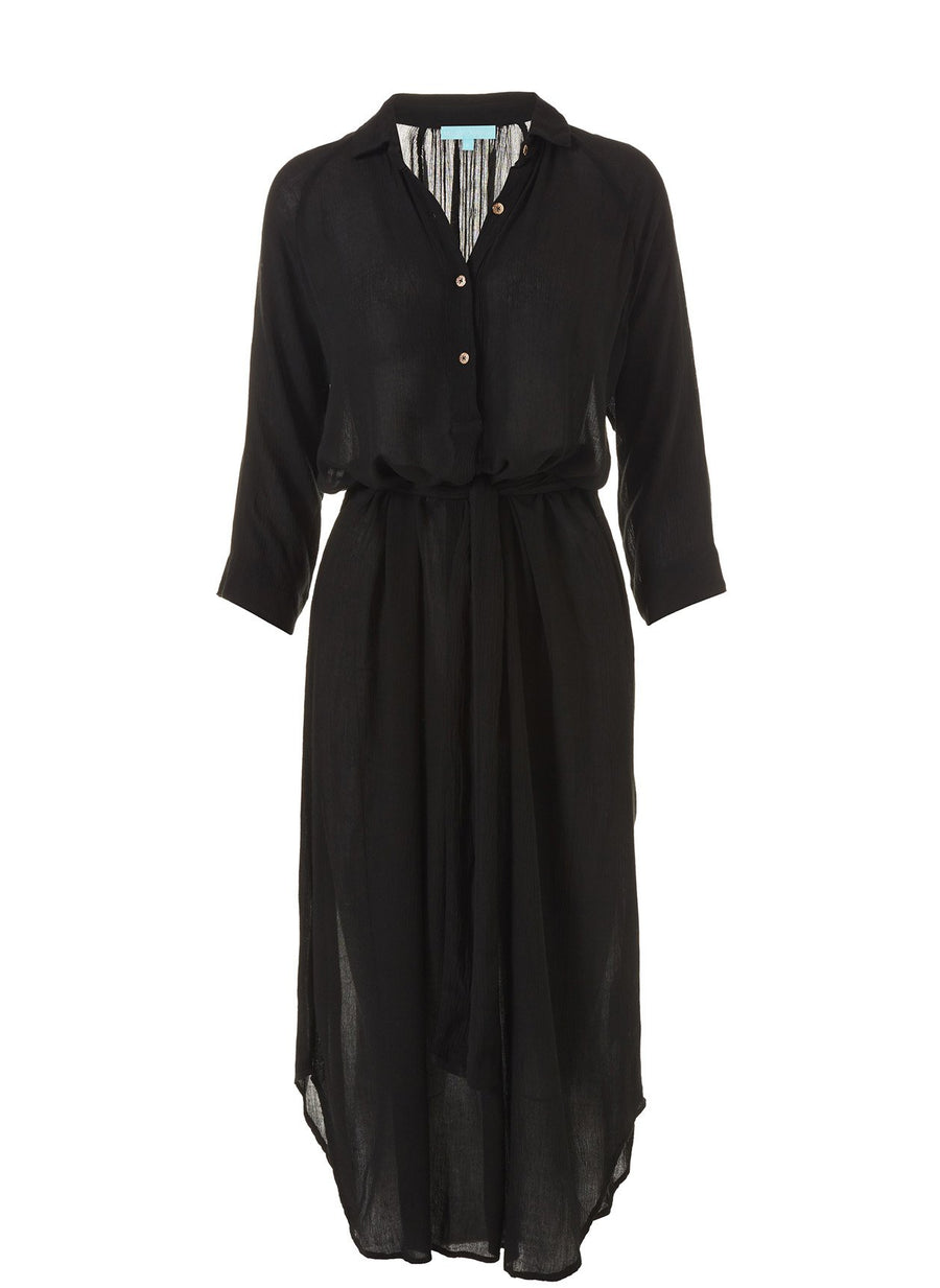 Alesha Black Long Shirt Dress