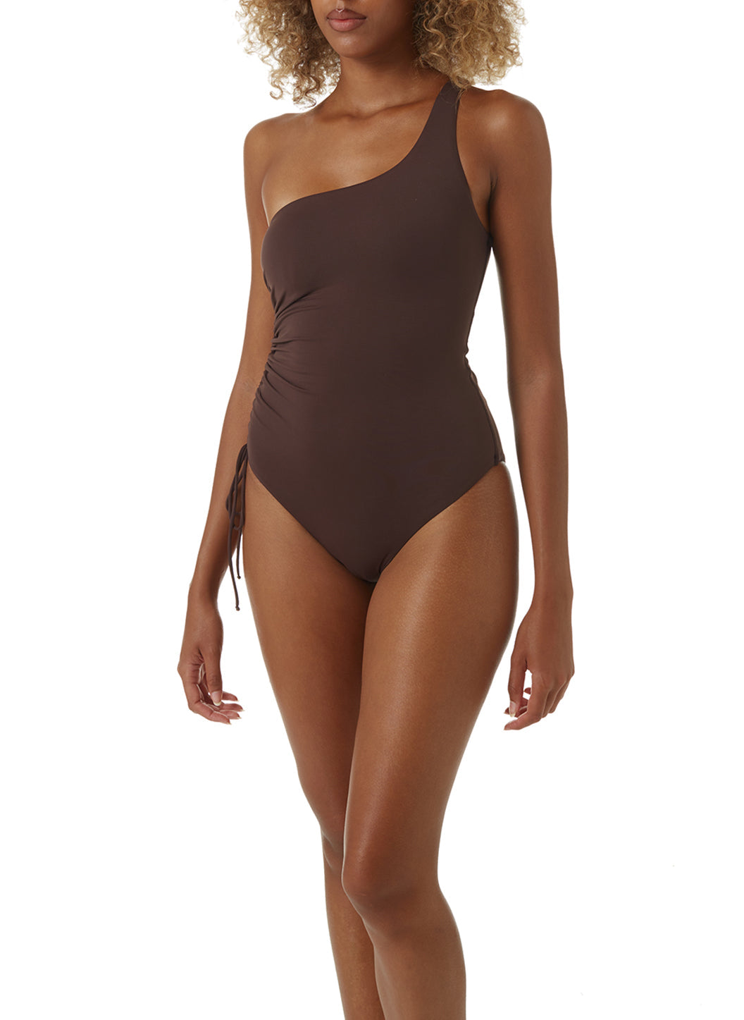 Melissa Odabash Bodrum Brown Adjustable Ruched One Shoulder Swimsuit  Official Website