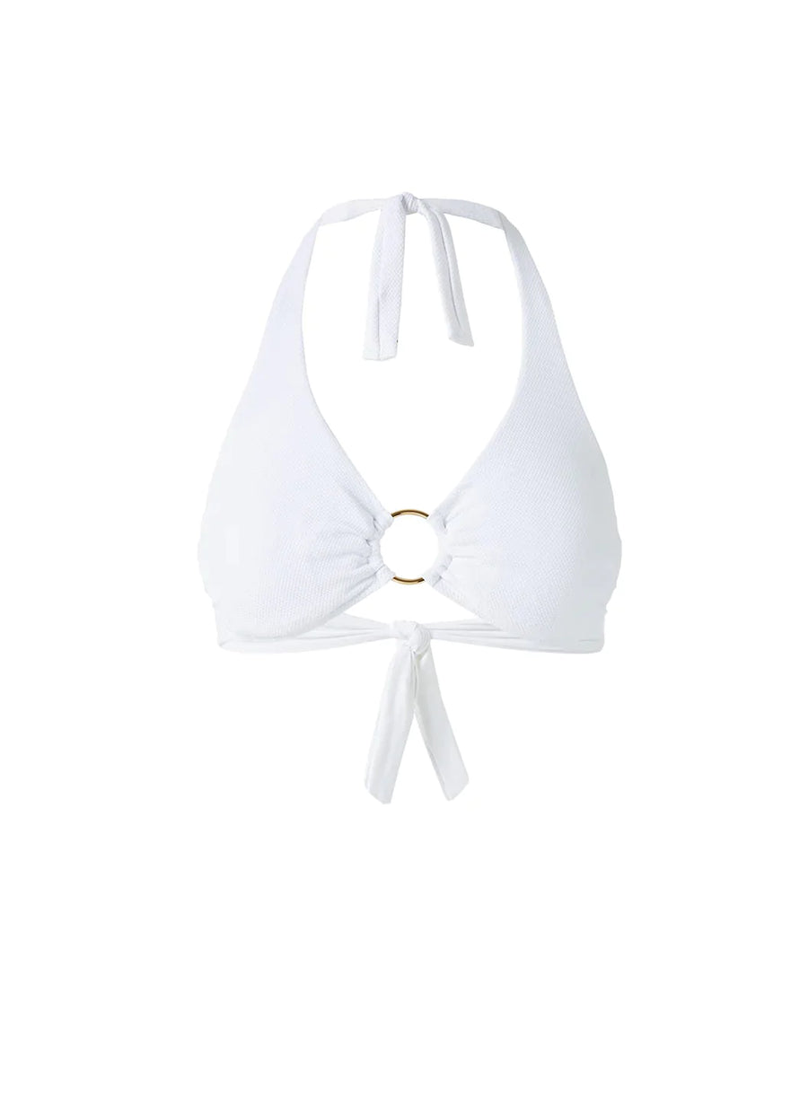 Brussels White Pique Bikini Top Cutout 2023