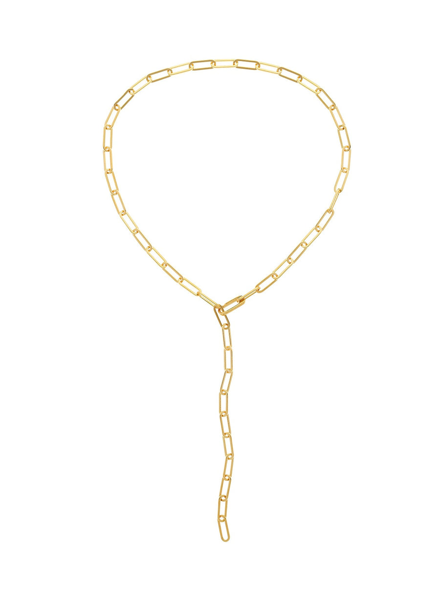 Gold Paperclip Chain Long Necklace-2024