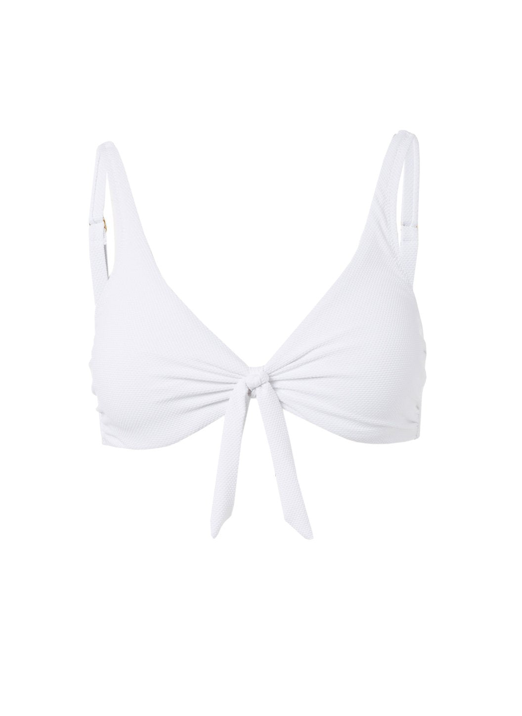 San Juan White Pique Over The Shoulder Knot Supportive Bikini Top