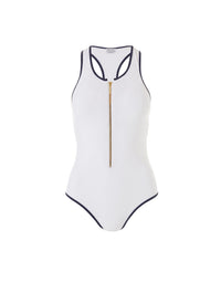 Torino White Sports Zip Front One Piece 2020