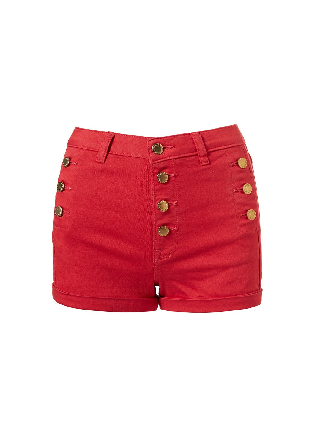 Red denim shorts high waisted cheap