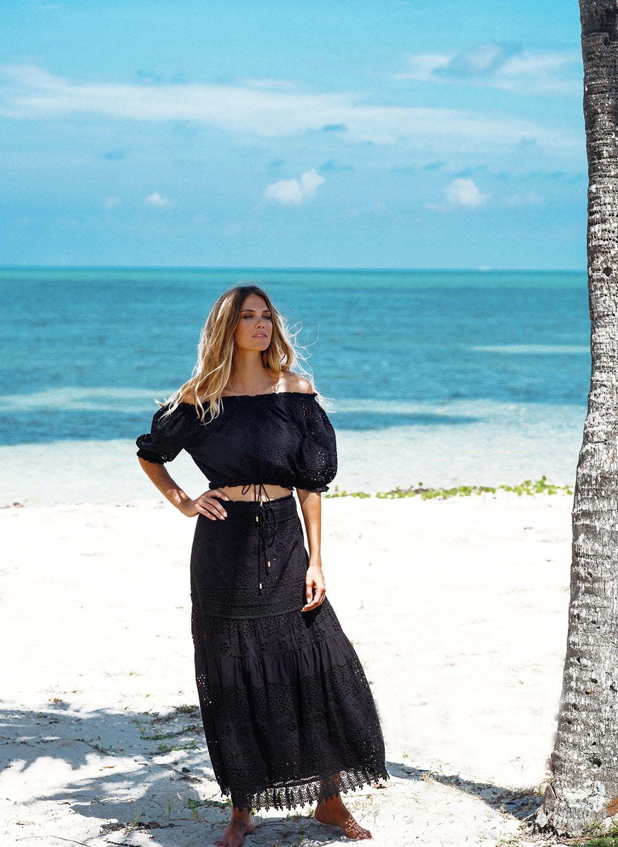 Melissa Odabash Alessia Black Embroidered Maxi Skirt | Official Website
