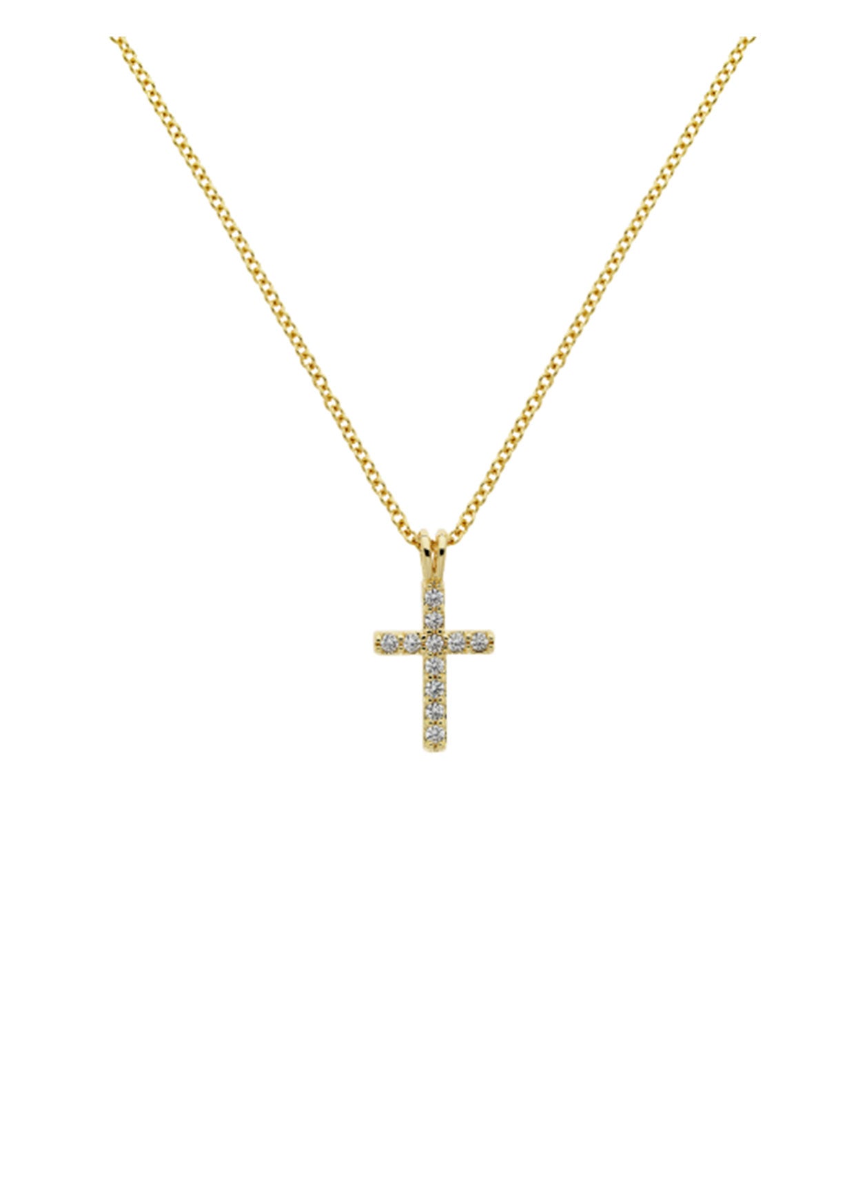 Gold Crystal Cross Pendant Necklace