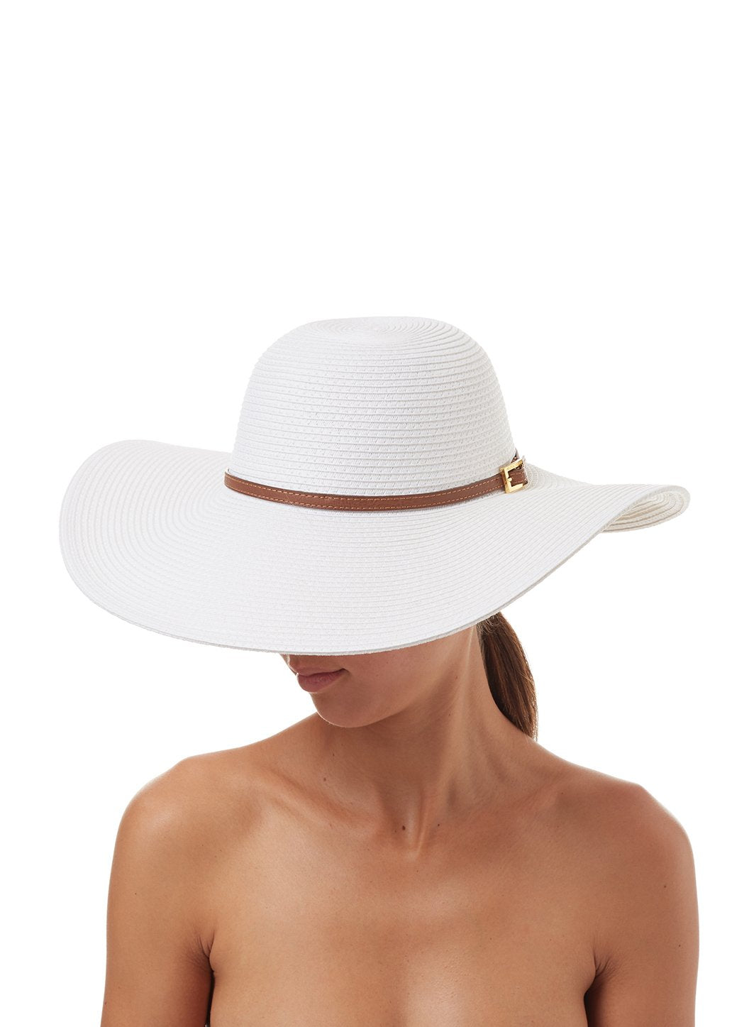 MM WIDE-BRIM BEACH HAT IN BEIGE WITH FABRIC BOW