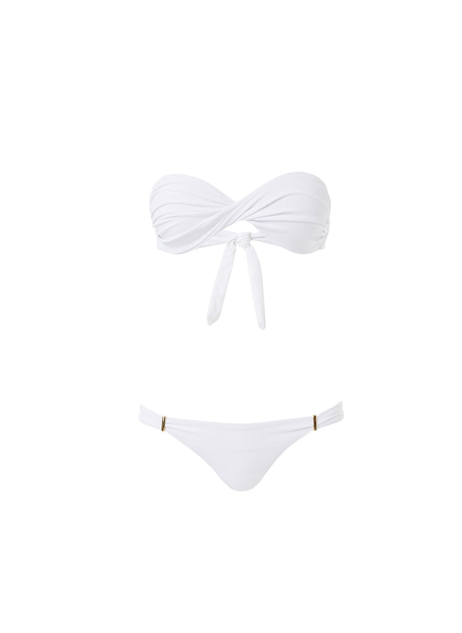 martinique white pique bandeau padded twist bikini 2018