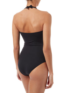 Zanzibar Black Halterneck Ruched Knot Swimsuit