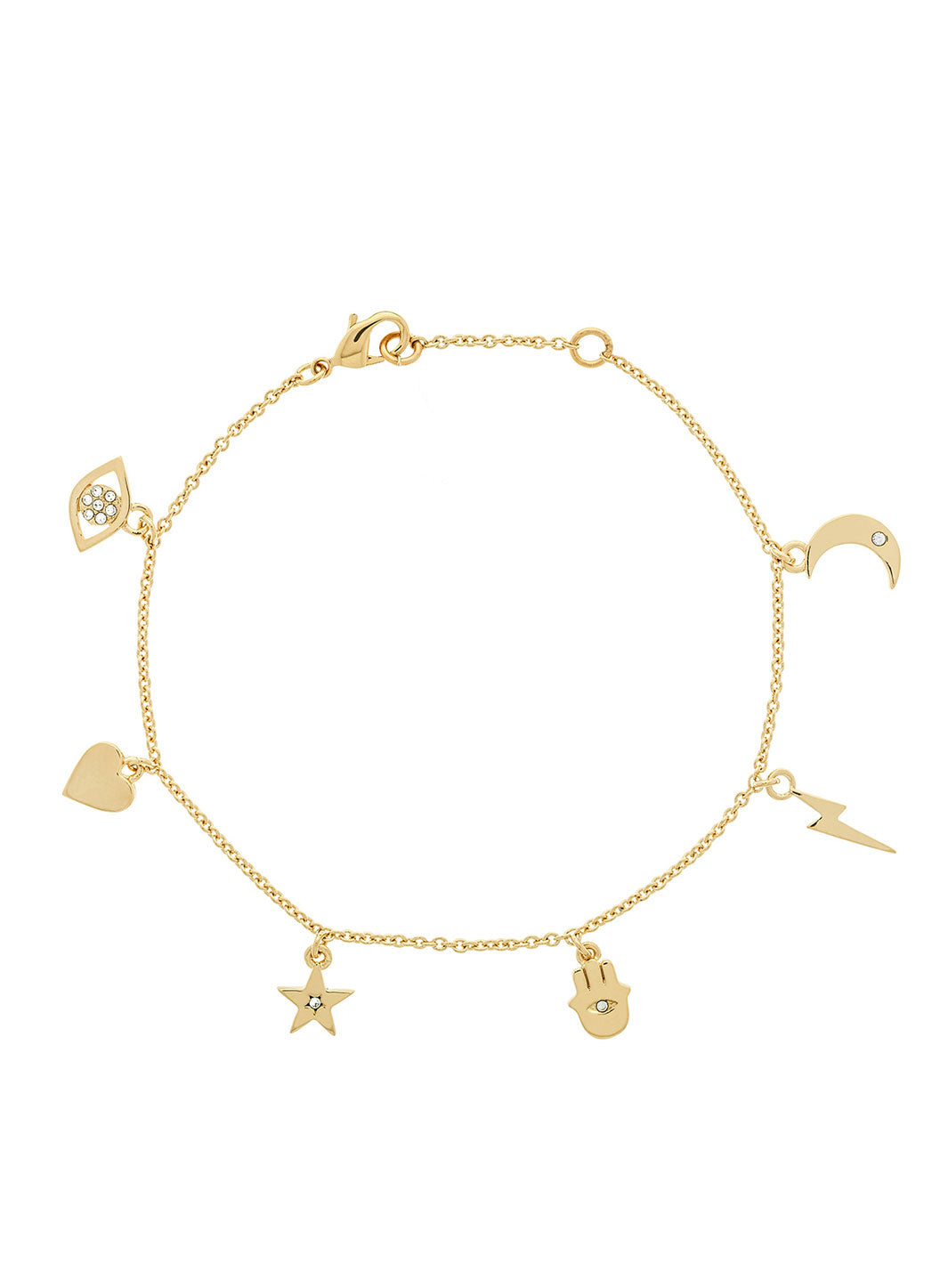 Gold Crystal Charm Bracelet 