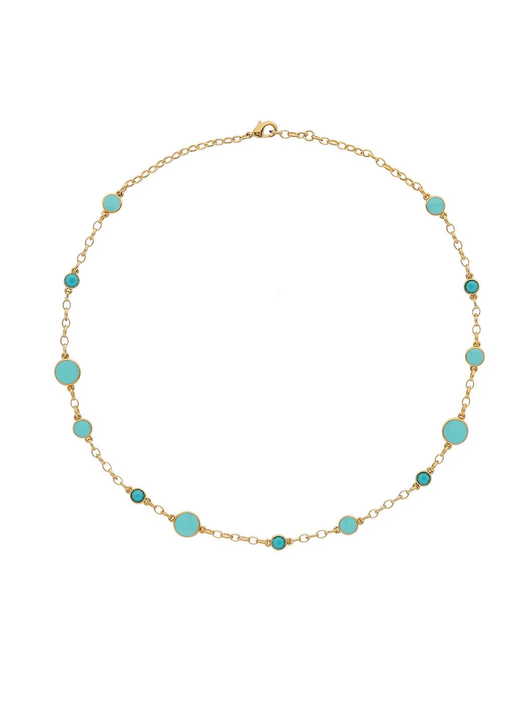 Gold Turquoise Enamel & Stone Necklace