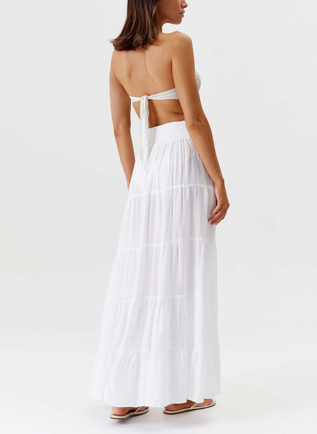 Melissa Odabash Dee White Tiered Long Skirt - 2024 Collection