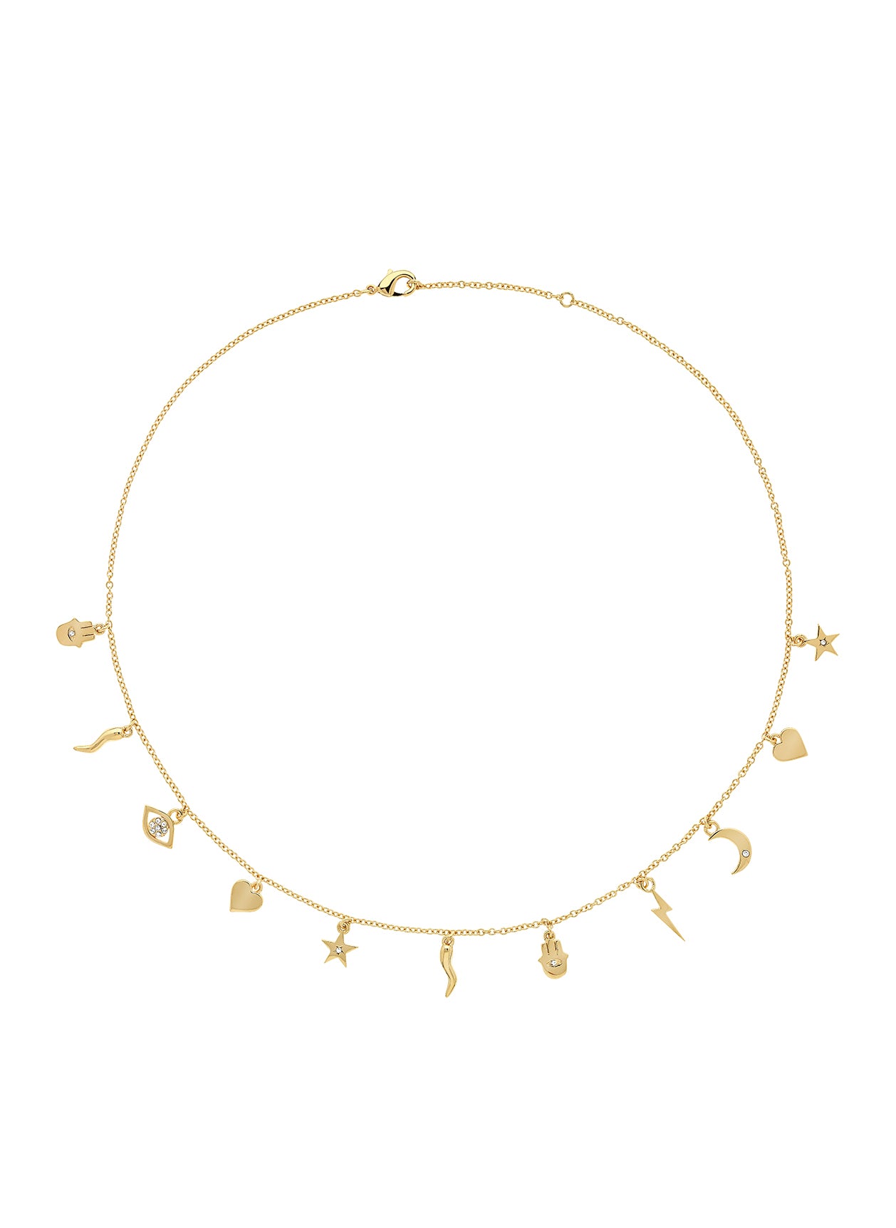 Gold Crystal Charm Necklace 