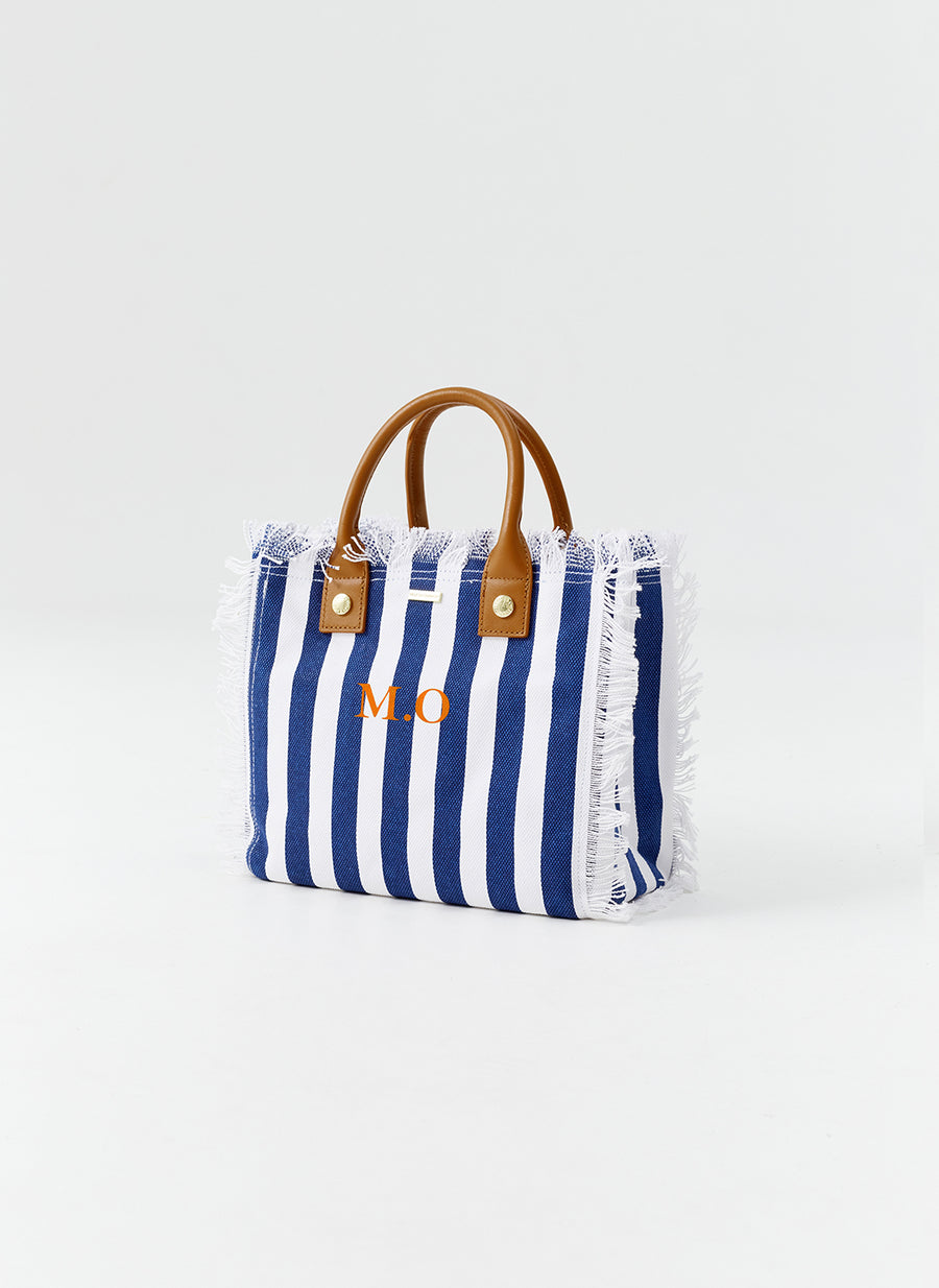Personalised Porto Cervo Navy Nautical Orange Tote Official Site