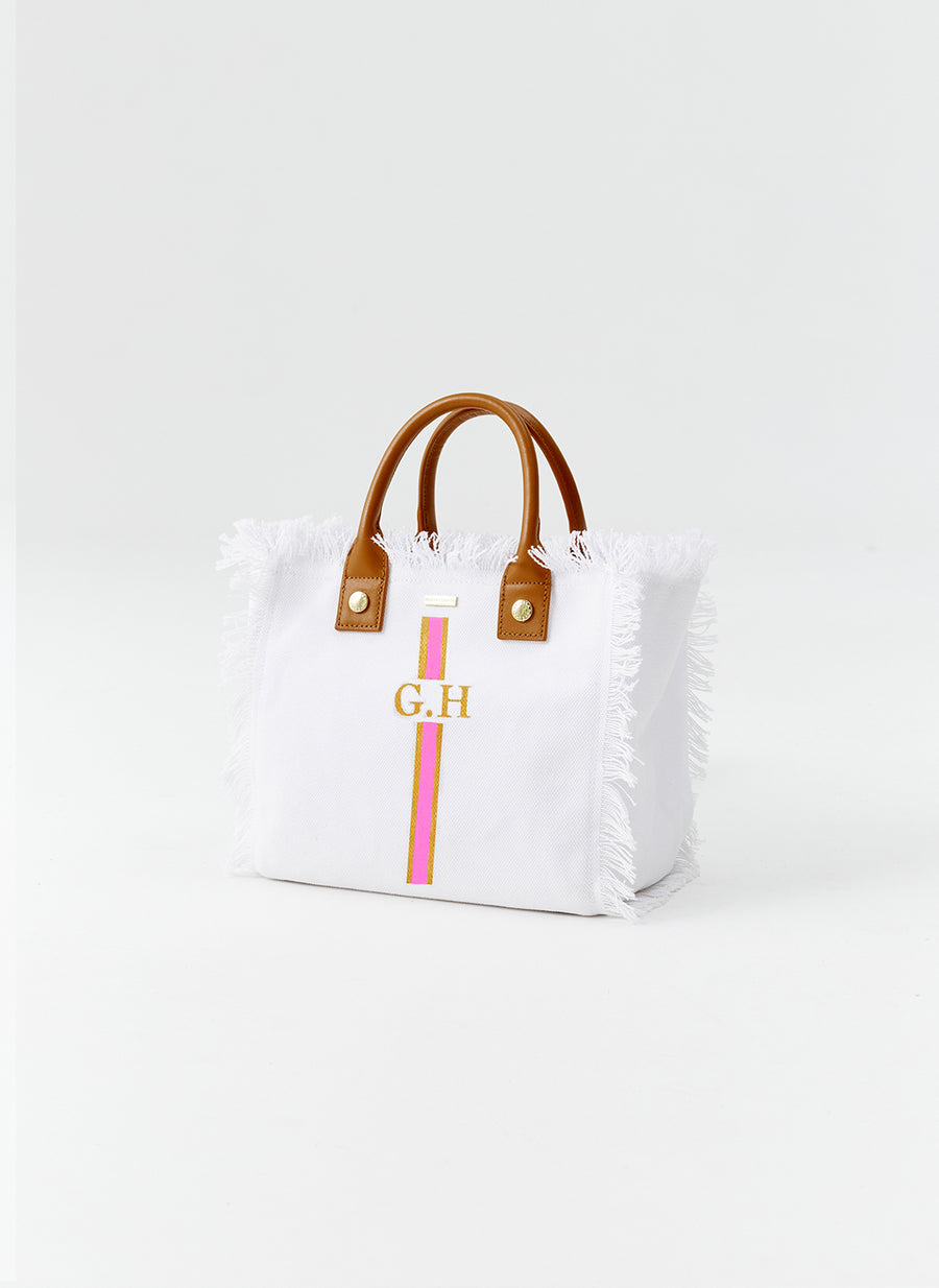 Personalised Porto Cervo White Gold Pink Tote Official Site