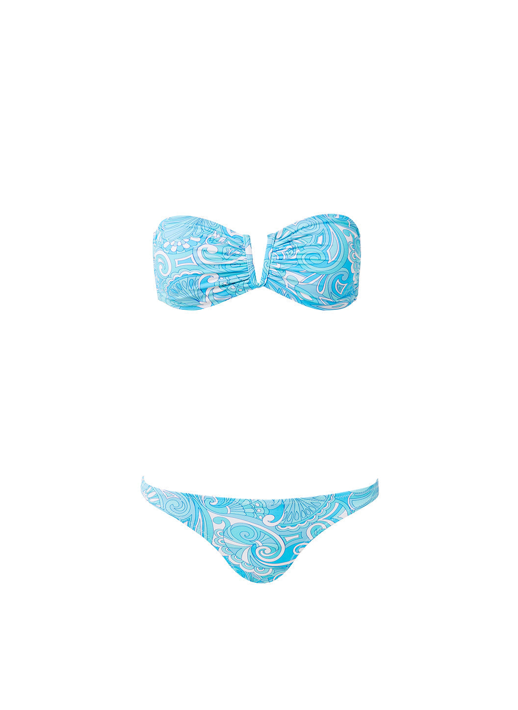 Melissa Odabash Alba Mirage Blue V-Trim Bandeau Bikini - 2024 Collection