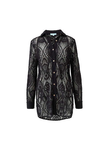 Eaphi TULLE LACE SHIRT ブラック LAD MUSICIAN ラッドミュージシャン / TULLE EMBROIDERY LACE SHORT