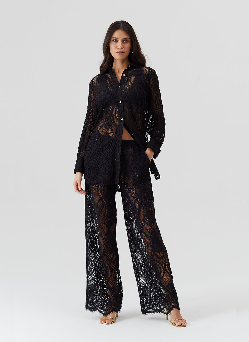 Eaphi TULLE LACE SHIRT ブラック TULLE LACE SHIRT
