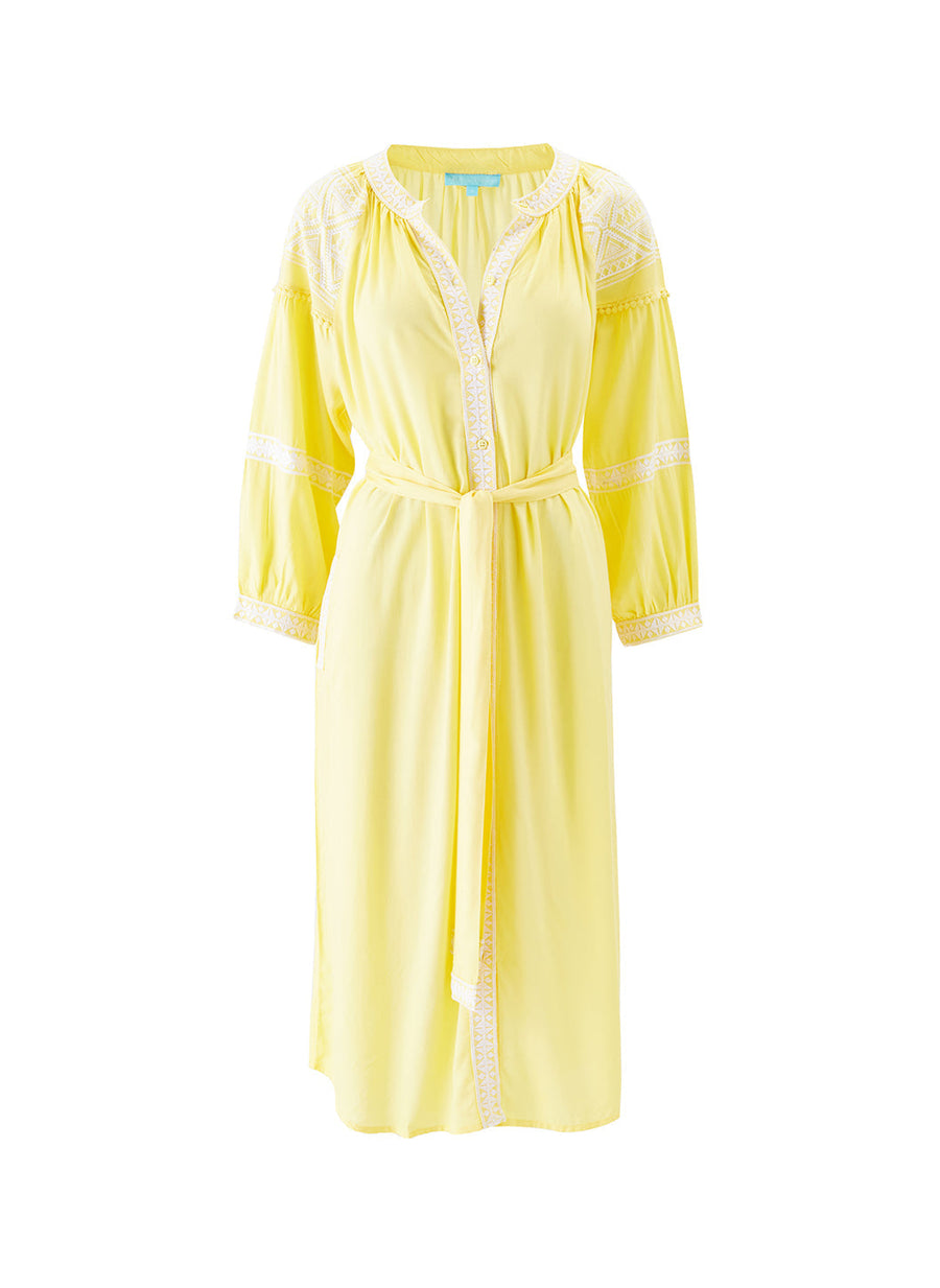 Melissa Odabash Ally Yellow Embroidered Midi Kaftan Kaftan - 2024 Collection