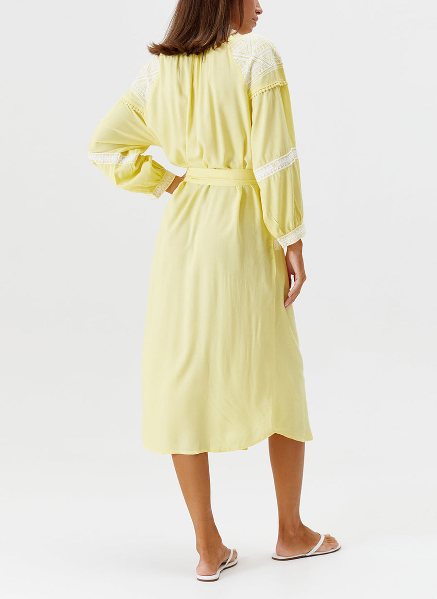 Melissa Odabash Ally Yellow Embroidered Midi Kaftan Kaftan - 2024 Collection