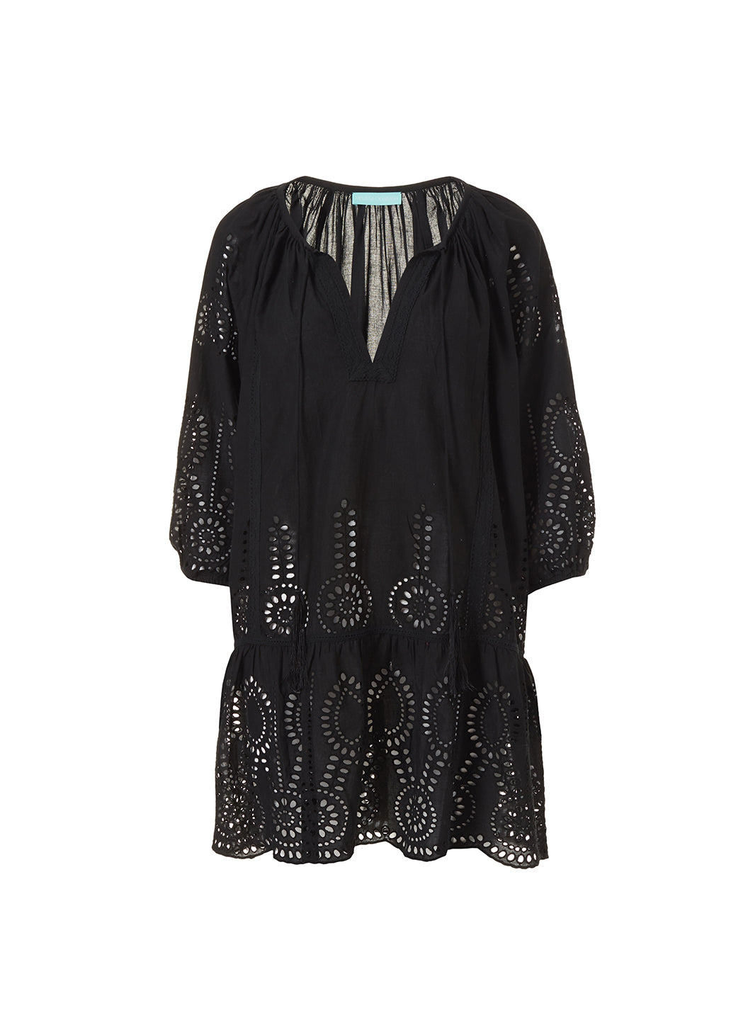 Melissa Odabash Ashley Black Embroidered Classic Short Kaftan - 2024 Collection