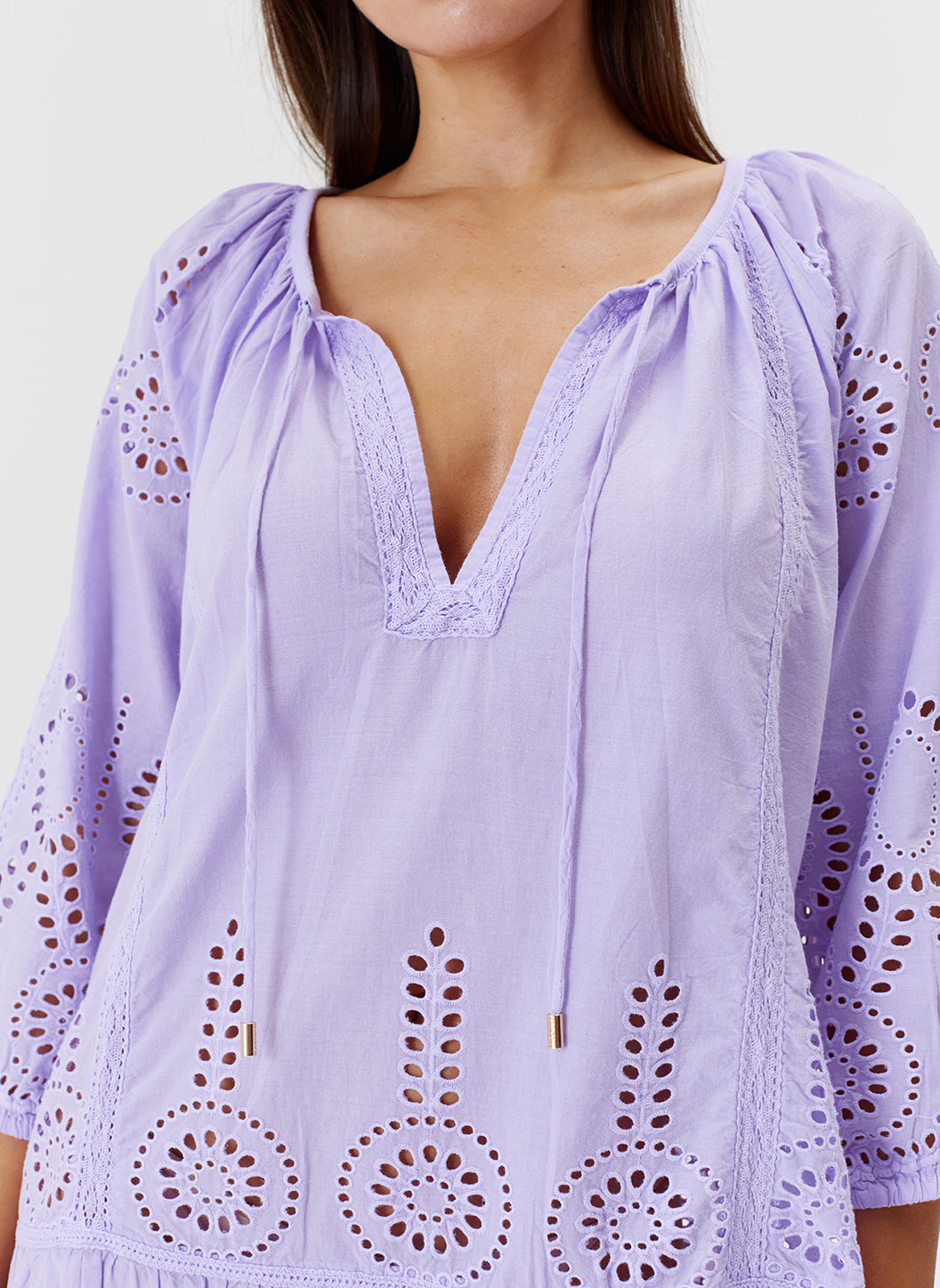 【Melissa Odabash】 Ashleyコットンカフタン Ashley Navy Kaftan | Official US Site