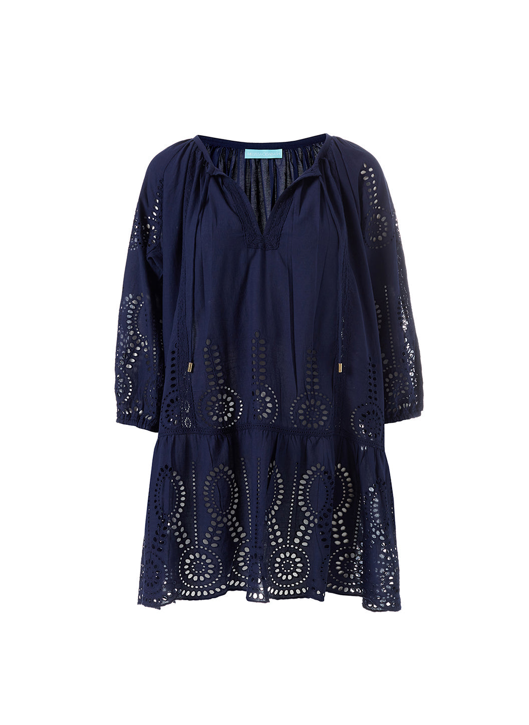 Melissa Odabash Ashley Navy Embroidered Classic Short Kaftan - 2024 Collection