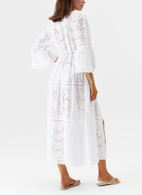 Melissa Odabash Ava White Embroidery Anglouse Long Beach Jacket - 2024 Collection