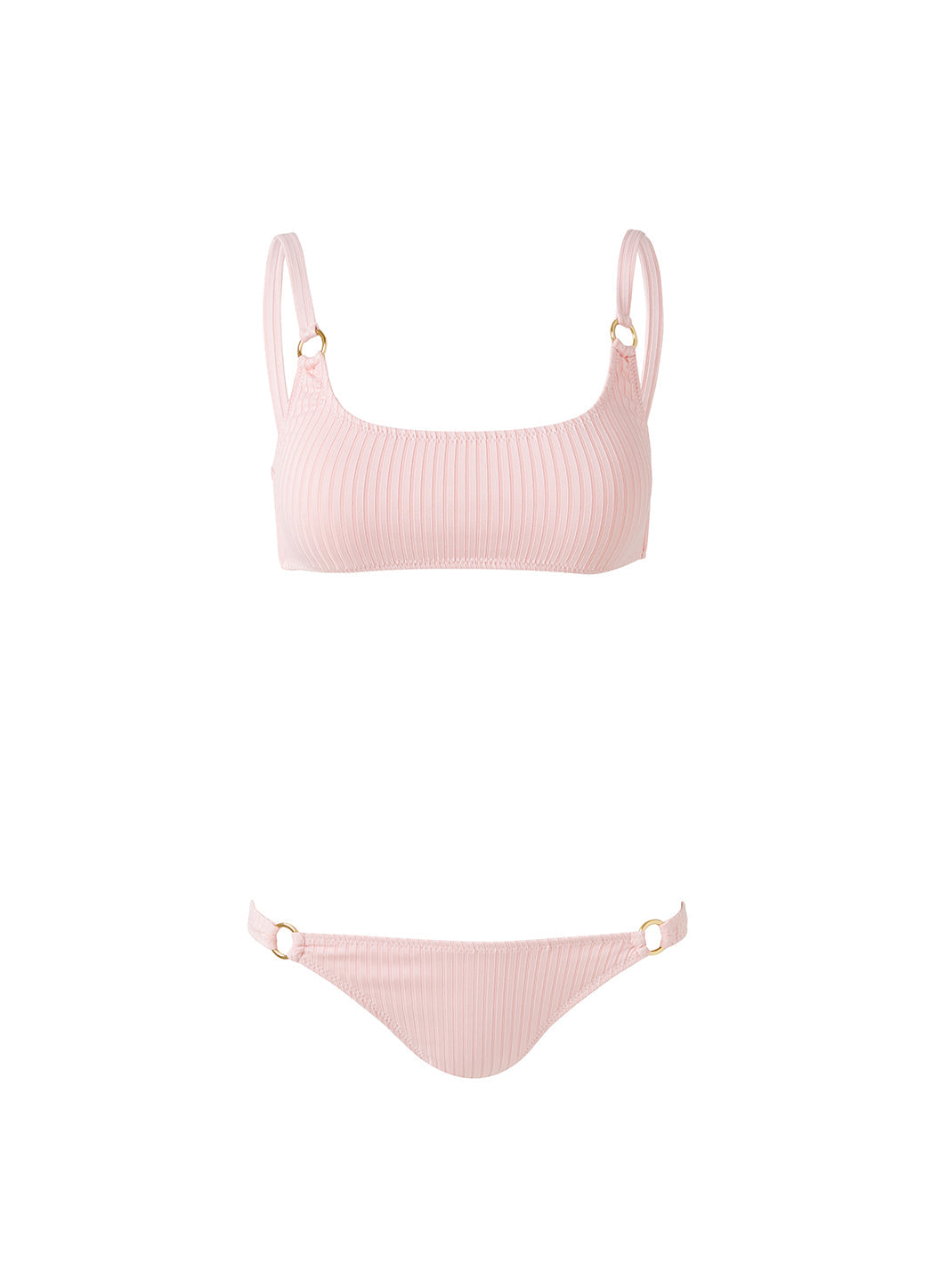 Melissa Odabash Bari Rose Ribbed Ring Trim Over The Shoulder Bikini - 2024 Collection