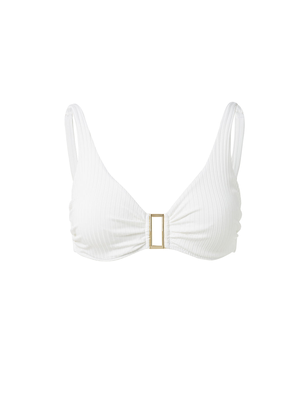 Melissa Odabash Bel Air Ivory Ribbed Rectangle Trim Supportive Over The Shoulder Bikini Top - 2024 Collection