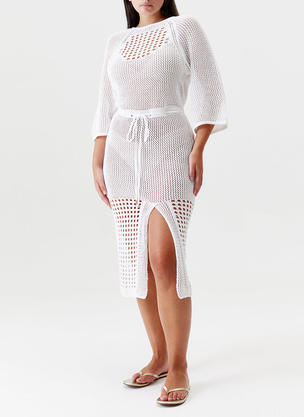 Melissa Odabash Brooke White Crochet Midi Dress - 2024 Collection