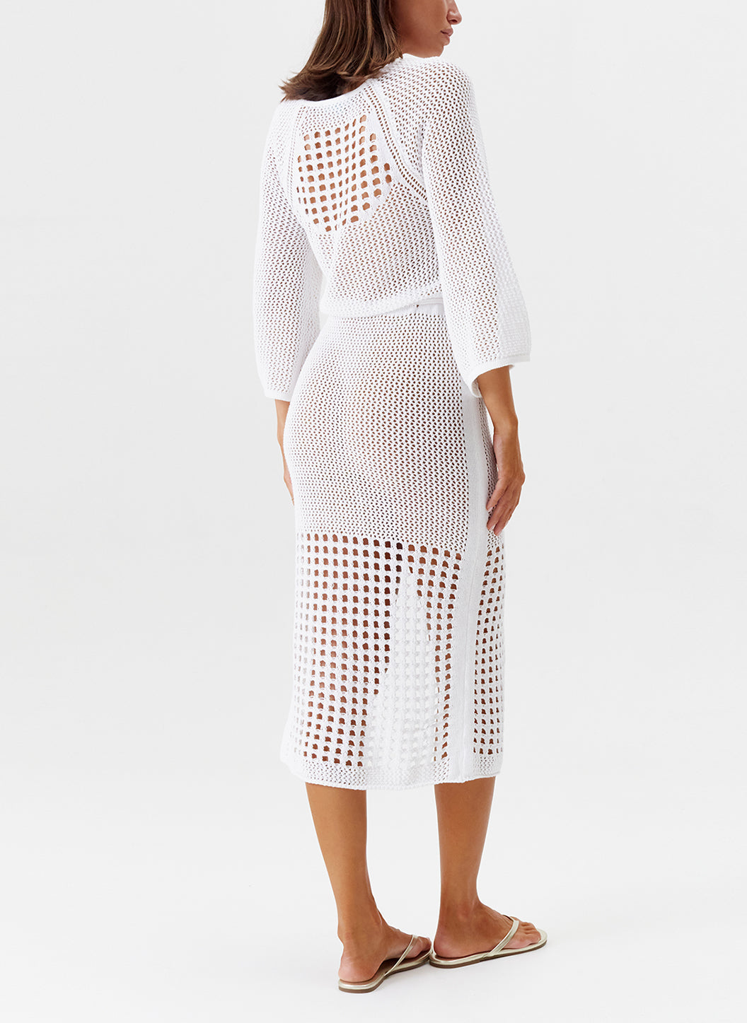 Melissa Odabash Brooke White Crochet Midi Dress - 2024 Collection