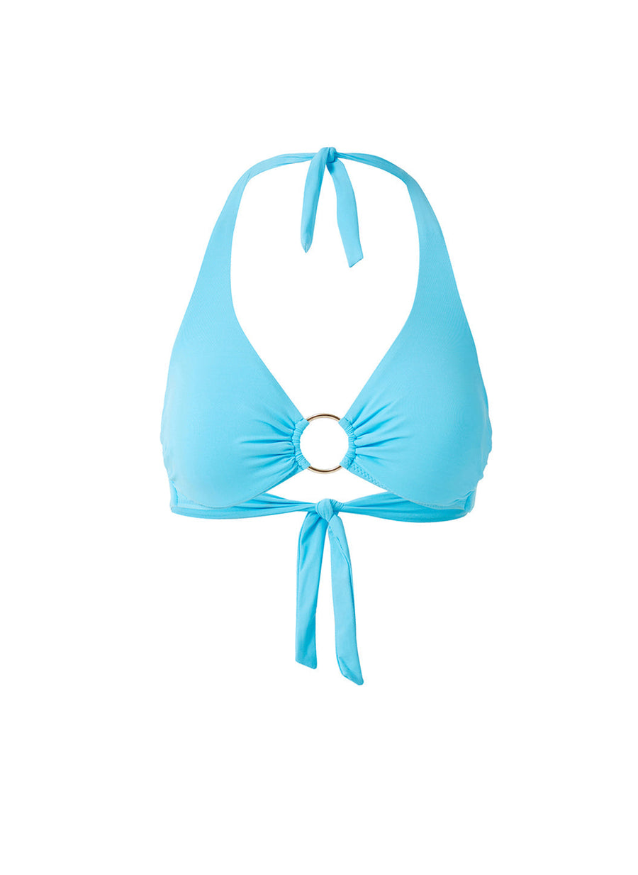 Melissa Odabash Brussels Turquoise Ring Trim Supportive Halterneck Bikini Top - 2024 Collection