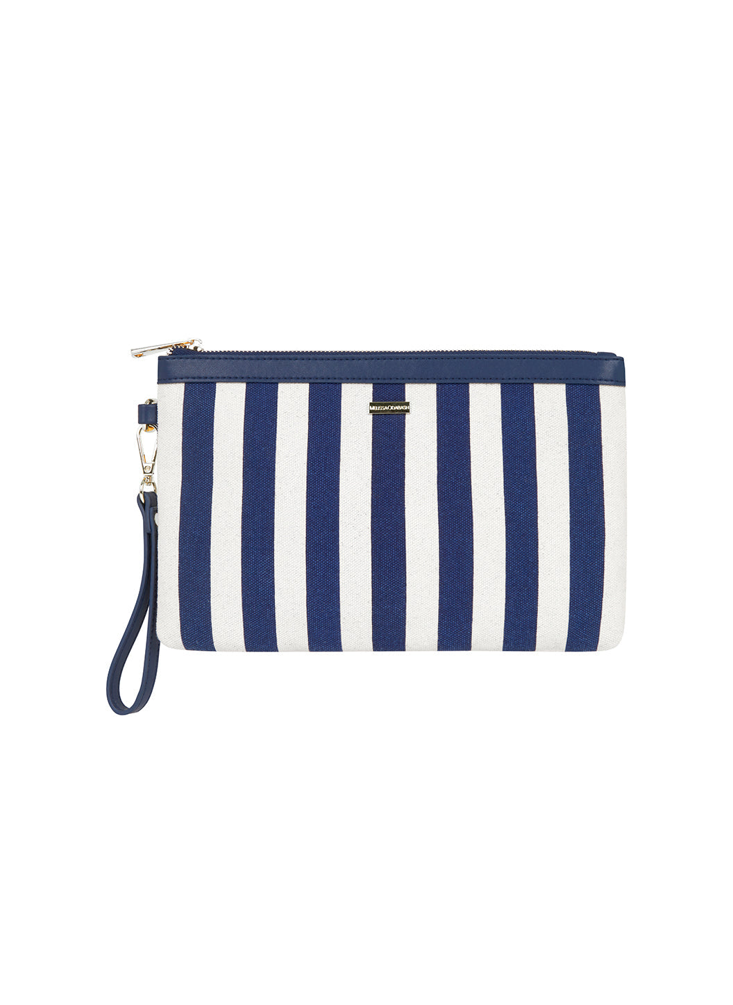 Melissa Odabash Capri Navy Nautical Striped Clutch - 2024 Collection