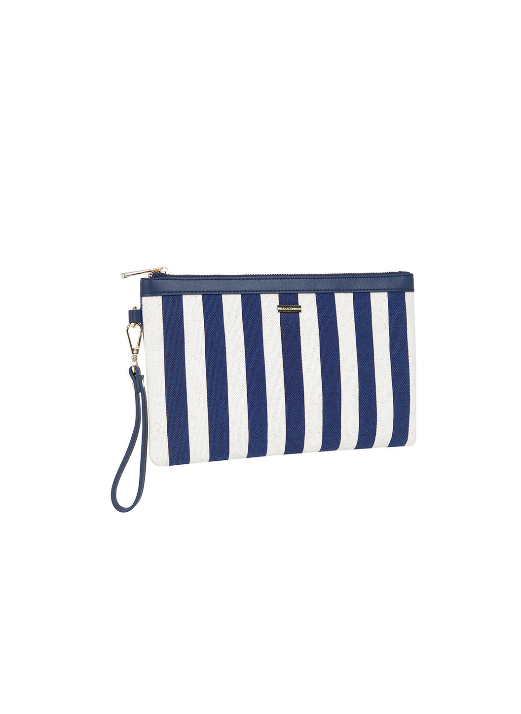 Melissa Odabash Capri Navy Nautical Striped Clutch - 2024 Collection