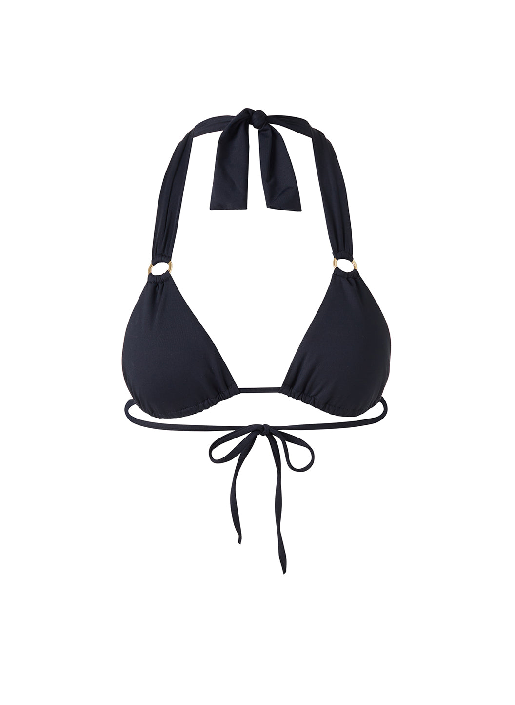 Melissa Odabash Caracas Black Ring Trim Black Halterneck Bikini Top - 2024 Collection
