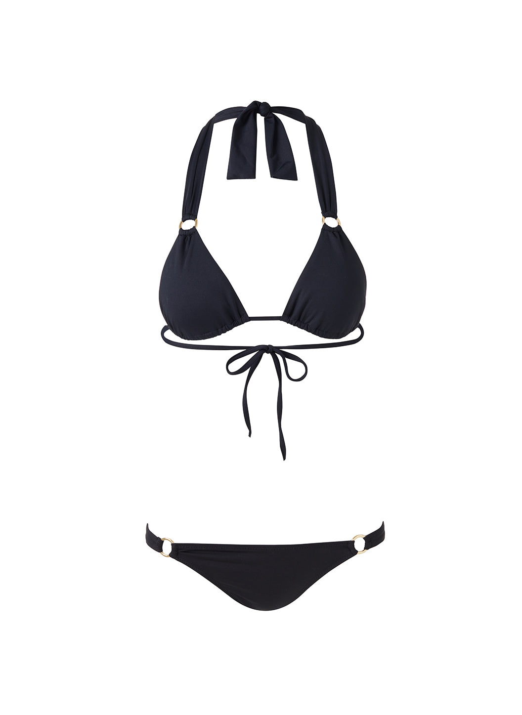 Melissa Odabash Caracas Black Ring Trim Black Halterneck Bikini - 2024 Collection