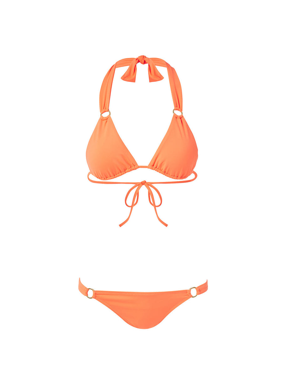 Melissa Odabash Caracas Orange Ring Trim Halterneck Bikini - 2024 Collection